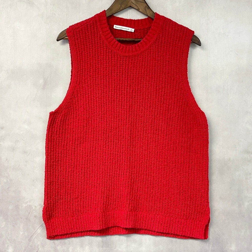 Abercrombie Fitch Womens Sweater Vest Size L Cotton Blend Preppy Academia Layer